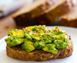 Avocado toast with flaxseeds or chia seeds